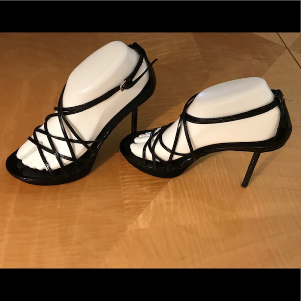 YSL patent sandal 38    4.25 heel 1” platform